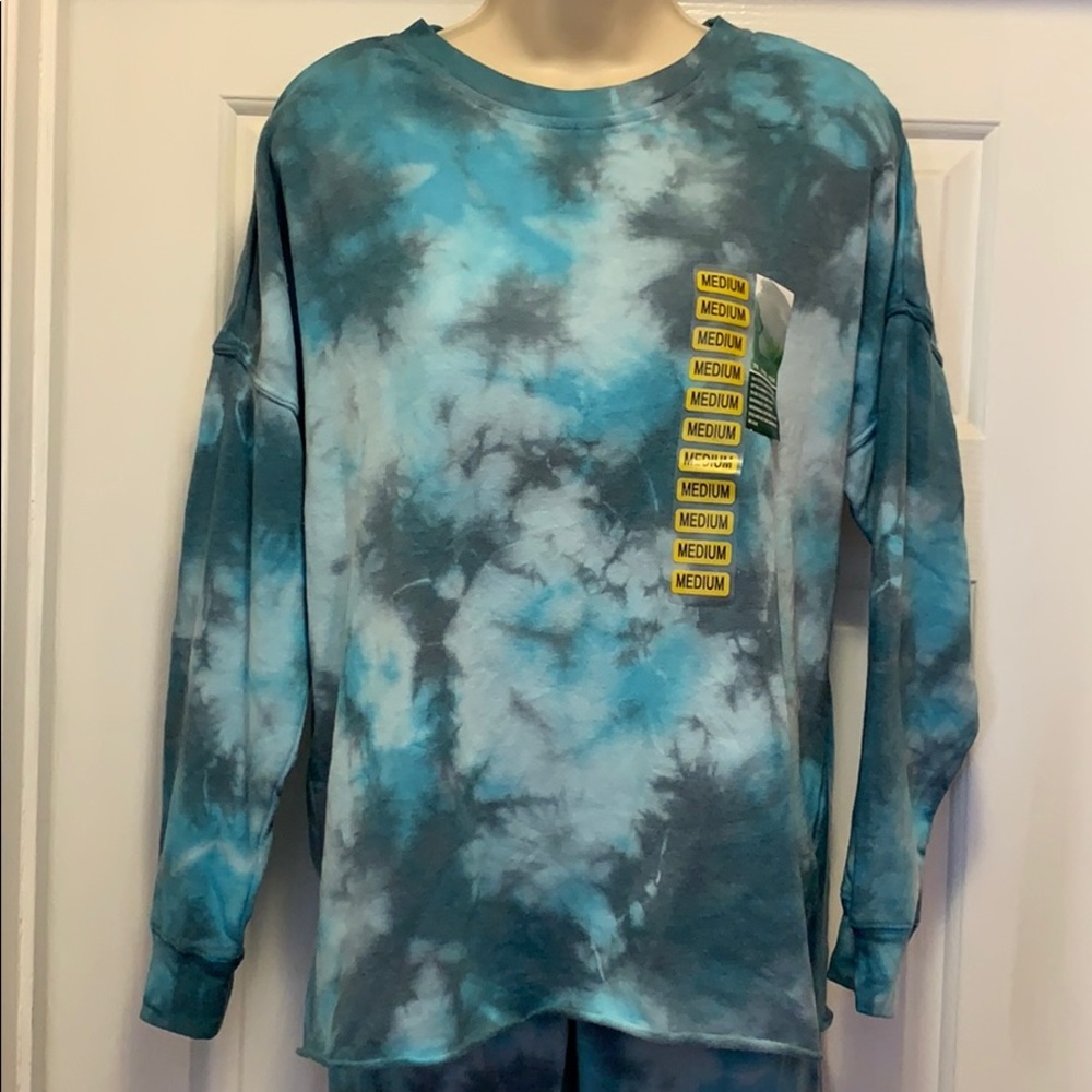 NWT GreenTea Tie Dye Lounge Crewneck Sweatshirt, M